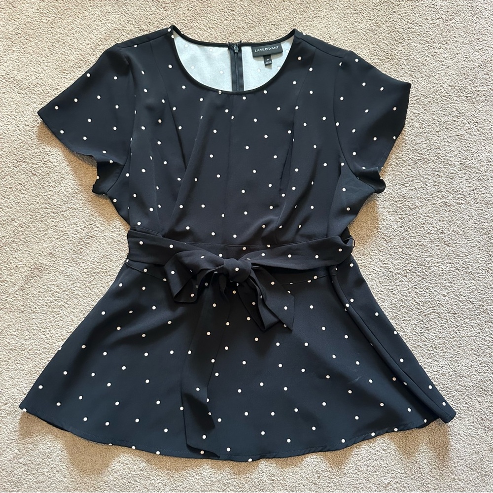 Lane Bryant Black Polka Dot Top Size 18
